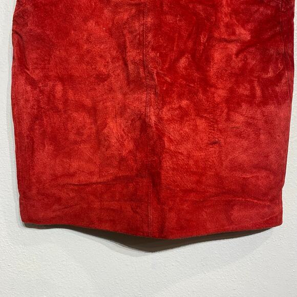G III Leather Fashions Red Suede Leather Vintage Mini Skirt Sz 8 - Picture 3 of 10